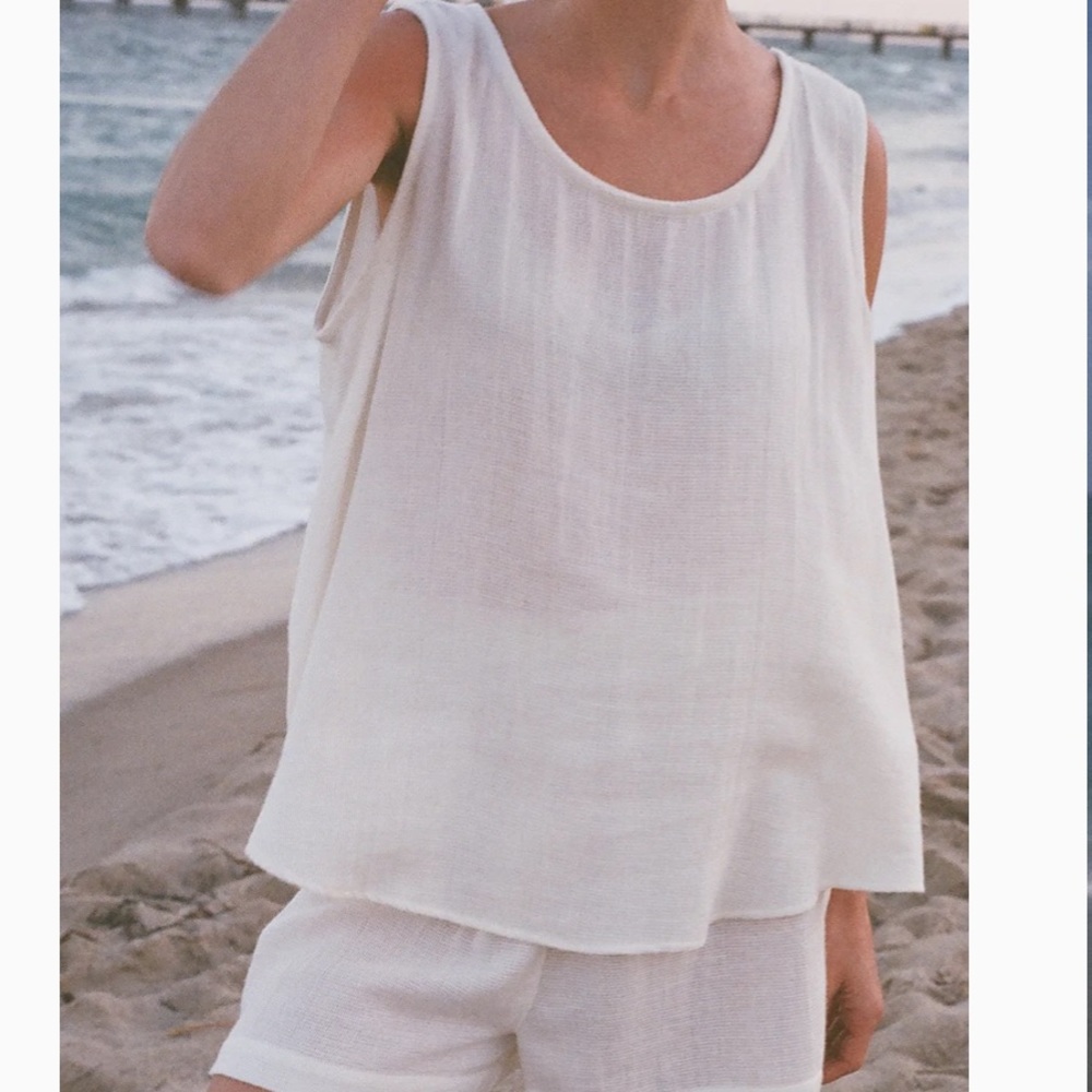 Na Nin Marni Waffled Cotton Tank - Natural